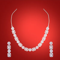 DNJ Jewelry Elegant American Diamond Statement Necklace Set Women & Girls