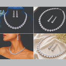 DNJ Jewelry Elegant American Diamond Statement Necklace Set Women & Girls