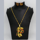 Mahavir Dye Gold Plated Meenakari Designer Chain Pendant Set