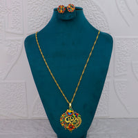 Mahavir Dye Gold Plated Meenakari Designer Chain Pendant Set