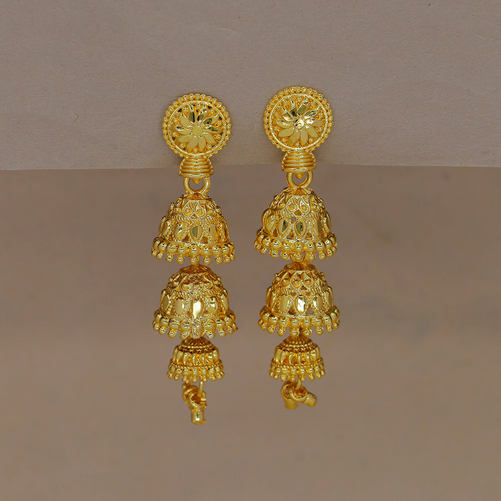 Mahavir DIY Gold Plated Traditional Jhumki Earrings (Pack of 12)