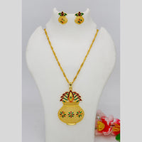 Mahavir Dye Gold Plated Meenakari Designer Chain Pendant Set (Pack of 6)