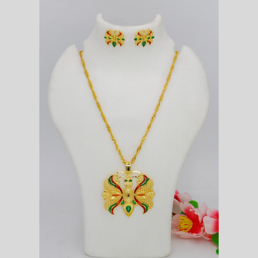 Mahavir Dye Gold Plated Meenakari Designer Chain Pendant Set (Pack of 6)