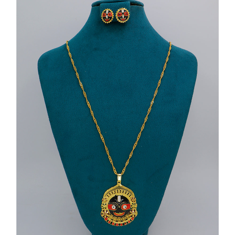 Mahavir Gold Meenakari Chain Pendant Set