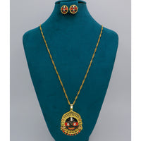 Mahavir Gold Meenakari Chain Pendant Set