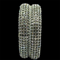 Amity Arts Brass Rodium Plated Austrian Stone Bangle  (2 Piece)