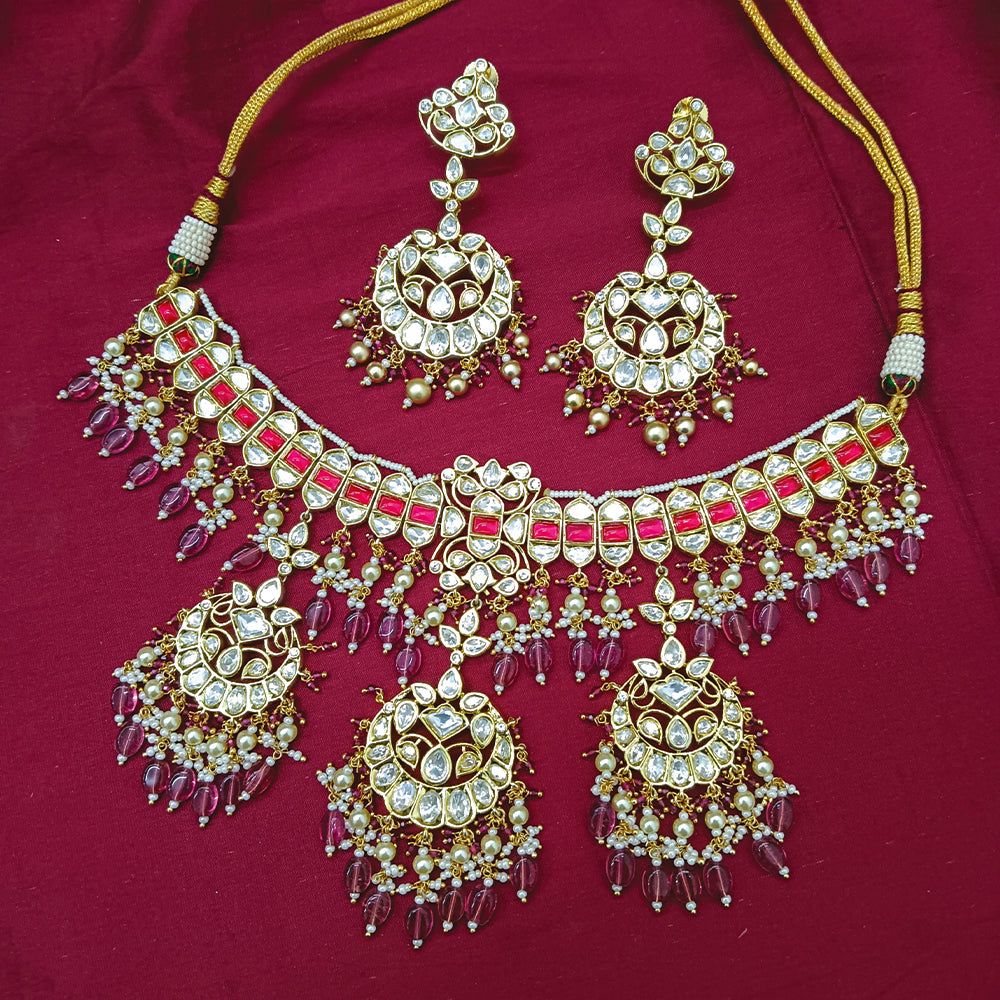 Arham Designer Polki Kundan Necklace Set with Premium Glamorous Finish