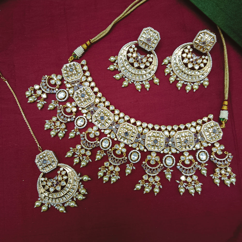 Arham Designer Polki Kundan Necklace Set with Premium Glamorous Finish