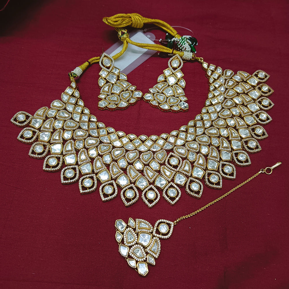 Arham Designer Semi Bridal Polki Kundan Choker Necklace Set