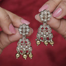 Saloni Fashion Jewellery Attractive Pear and Round Shape Gold Plated Green Kundan Stone Dangle Earring For Women and Girls