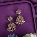 Saloni Fashion Jewellery Amazing Flower Design White Uncut Kundan Stone Antique Gold Plated Jhumki Earring For Women and Girls