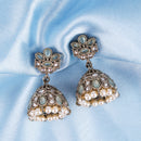 Saloni Fashion Jewellery Amazing Flower Design White Uncut Kundan Stone Antique Gold Plated Jhumki Earring For Women and Girls