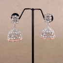 Saloni Fashion Jewellery Beautiful Pear and Flower Shape Grey Uncut Kundan Stone Silver Plated Jhumki Earring For Women and Girls