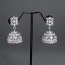 Saloni Fashion Jewellery Beautiful Pear and Flower Shape Grey Uncut Kundan Stone Silver Plated Jhumki Earring For Women and Girls