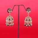 Saloni Fashion Jewellery Modish Flower Shape Black Uncut Kundan Stone Antique Gold Plated Jhumki Earring For Women and Girls