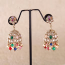 Saloni Fashion Jewellery Modish Flower Shape Black Uncut Kundan Stone Antique Gold Plated Jhumki Earring For Women and Girls
