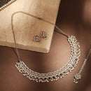 Saloni Fashion Jewellery Lavish Pear Shape Pearl Guchha Antique Gold Plated Blue Uncut Kundan Stone Choker Necklace Set With Maangtikka For Women and Girls