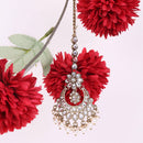 Saloni Fashion Jewellery Traditional Chandelier and Flower Shape Silver Gold Plated Set of 2 Combo Maang Tikka For Women