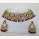 Midas Touch Glam Kundan Stone And Beaded Choker Necklace Set