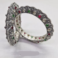 Amity Arts Oxidised Pota Stone Designer Bangles Set for Women