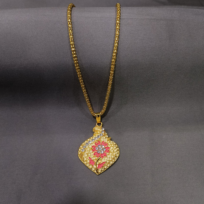 Asmitta Gold Plated Meenakari Pendant Set With Finger Ring
