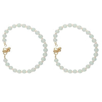 Etnico Adjustable Mint Pearl Beads Payal Anklets Jewellery for Women & Girls (A055Min)