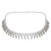 Etnico Silver Plated Cubic Zirconia American Diamond Necklace & Earrings Jewellery Set for Women