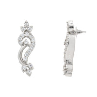 Etnico Silver Plated Cubic Zirconia American Diamond Necklace & Earrings Jewellery Set for Women