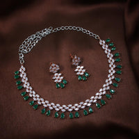 Etnico Rose Gold Plated Cubic Zirconia American Diamond Necklace & Dangle Earrings Jewellery Set for Women 