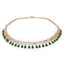 Etnico Rose Gold Plated Cubic Zirconia American Diamond Necklace & Dangle Earrings Jewellery Set for Women