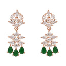 Etnico Rose Gold Plated Cubic Zirconia American Diamond Necklace & Dangle Earrings Jewellery Set for Women