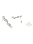 Etnico Stylish Silver Plated Cubic Zirconia American Diamond CZ Valentines Special Chain Necklace With Earrings Set for Women