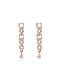 Etnico Rose Gold Plated Cubic Zirconia American Diamond CZ Special Chain Necklace With Earrings Set for Women