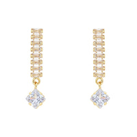 Etnico Gold Plated Cubic Zirconia American Diamond Necklace & Earrings Jewellery Set for Women