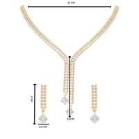 Etnico Gold Plated Cubic Zirconia American Diamond Necklace & Earrings Jewellery Set for Women