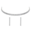 Etnico Cubic Zirconia American Diamond Necklace & Earrings Jewellery Set for Women