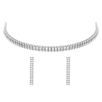 Etnico Cubic Zirconia American Diamond Necklace & Earrings Jewellery Set for Women