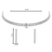 Etnico Cubic Zirconia American Diamond Necklace & Earrings Jewellery Set for Women