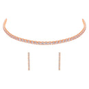 Etnico Rose Gold Plated Cubic Zirconia American Diamond Necklace With Earrings Jewellery Set for Women