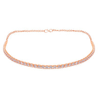 Etnico Rose Gold Plated Cubic Zirconia American Diamond Necklace With Earrings Jewellery Set for Women