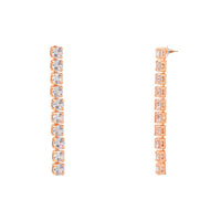 Etnico Rose Gold Plated Cubic Zirconia American Diamond Necklace With Earrings Jewellery Set for Women
