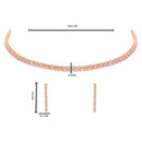 Etnico Rose Gold Plated Cubic Zirconia American Diamond Necklace With Earrings Jewellery Set for Women