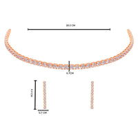 Etnico Rose Gold Plated Cubic Zirconia American Diamond Necklace With Earrings Jewellery Set for Women