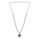 Etnico Silver Plated Cubic Zirconia American Diamond Necklace & Earrings Jewellery Set for Women