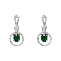Etnico Silver Plated Cubic Zirconia American Diamond Necklace & Earrings Jewellery Set for Women