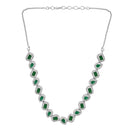 Etnico Silver Plated Cubic Zirconia American Diamond Necklace & Earrings Jewellery Set for Women