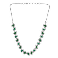 Etnico Silver Plated Cubic Zirconia American Diamond Necklace & Earrings Jewellery Set for Women