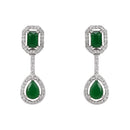 Etnico Silver Plated Cubic Zirconia American Diamond Necklace & Earrings Jewellery Set for Women