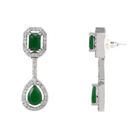 Etnico Silver Plated Cubic Zirconia American Diamond Necklace & Earrings Jewellery Set for Women