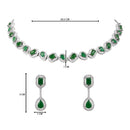 Etnico Silver Plated Cubic Zirconia American Diamond Necklace & Earrings Jewellery Set for Women